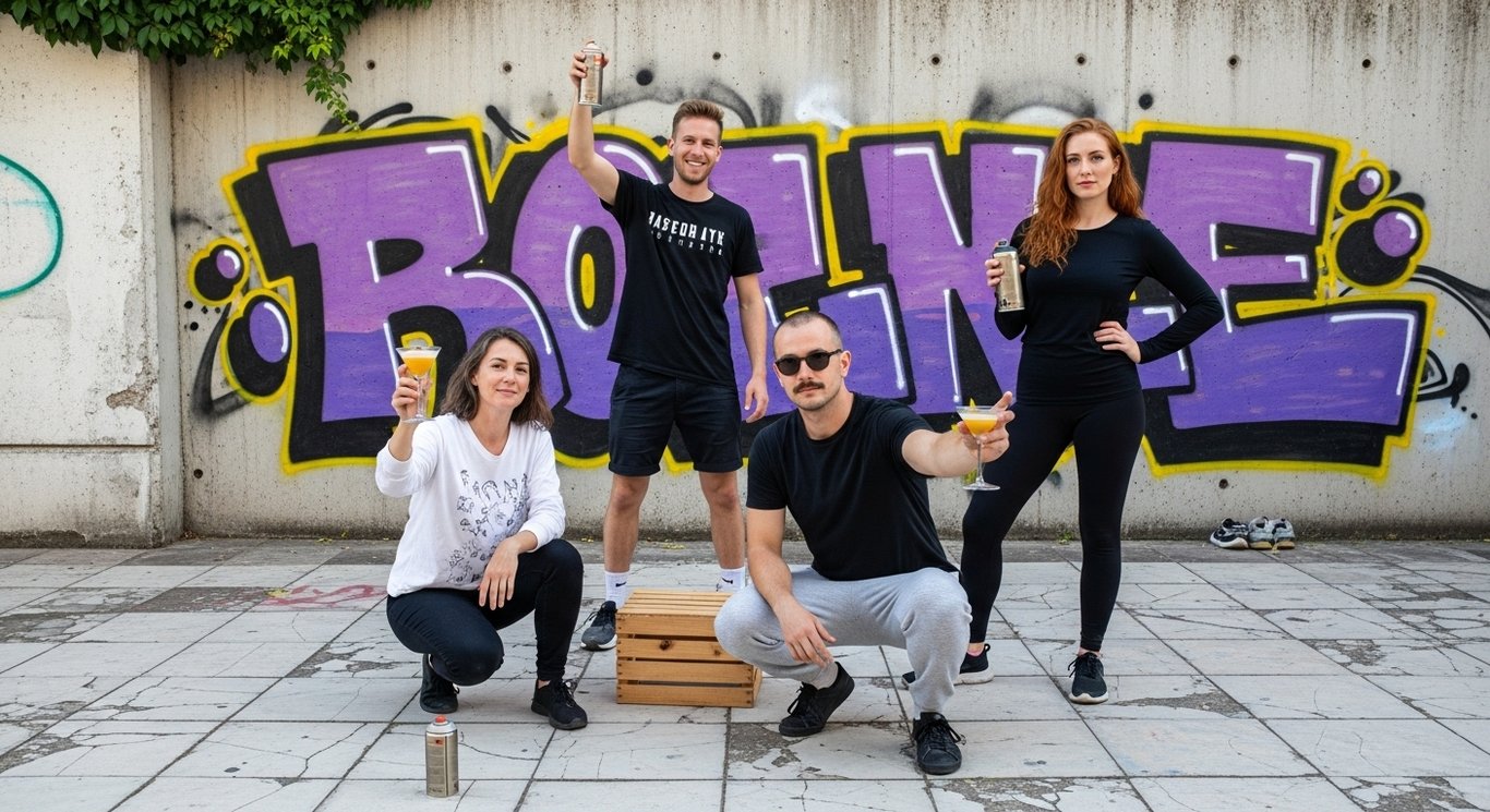Делайте граффити и пейте коктейли - Наслаждайтесь и расп spray с местными жителями