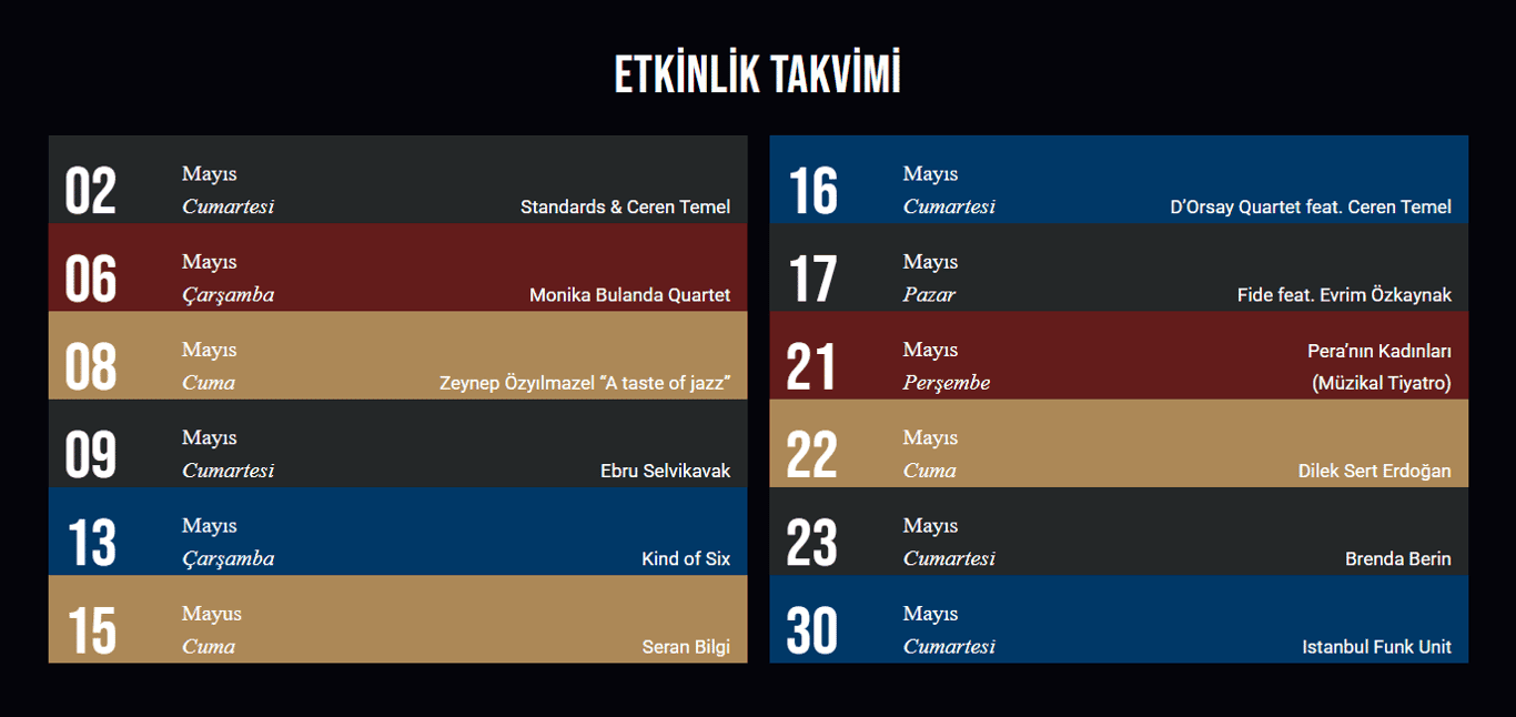 Nuits de jazz à Pera 77 - Musique live et restauration à Istanbul