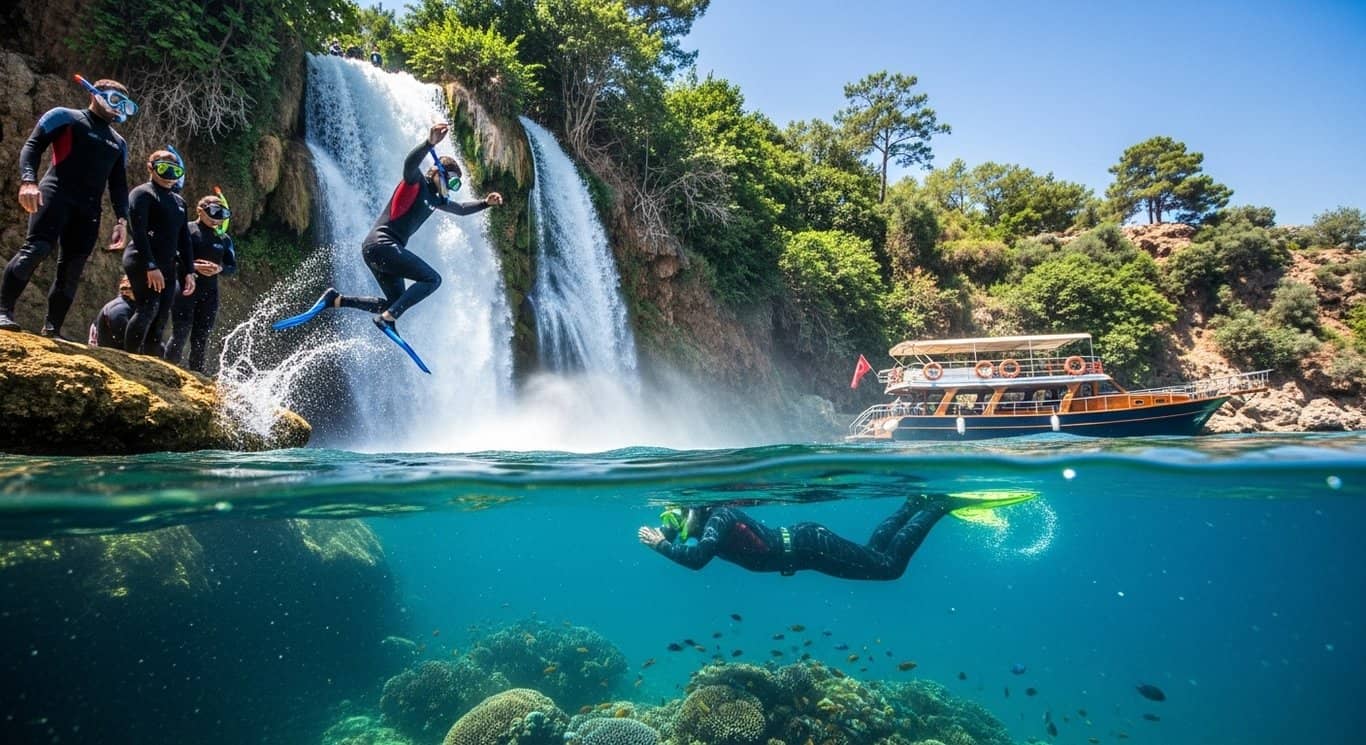 Passeio de Mergulho e Snorkel na Cachoeira de Antalya