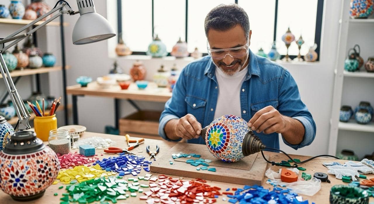 Mosaik-Teelichthalter-Workshop in der Altstadt von Antalya